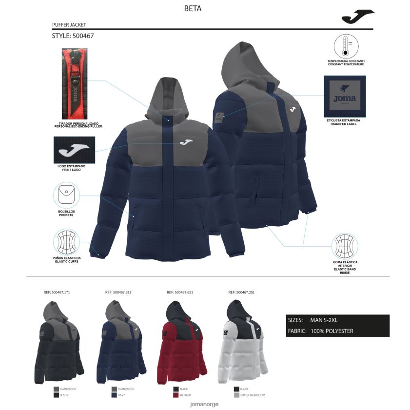 nei Joma anorakk park burgunder svart FBD0T03191 menn