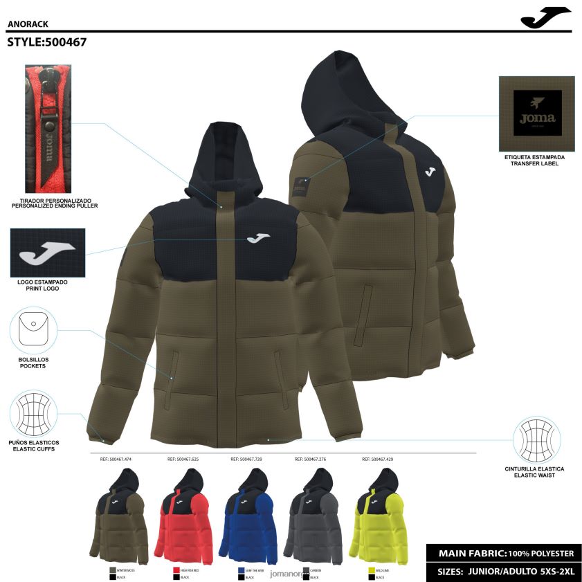 nei Joma anorakk park rød svart FBD0T0668 menn
