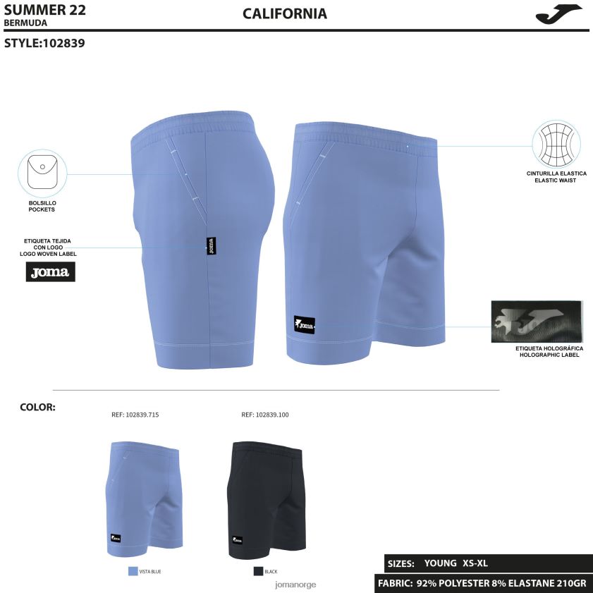 nei Joma bermudashorts california svart FBD0T0691 menn