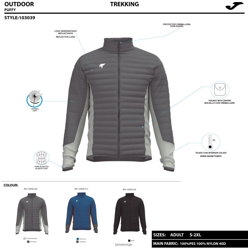 nei Joma lett jakke explorer mørkegrå FBD0T0695 menn