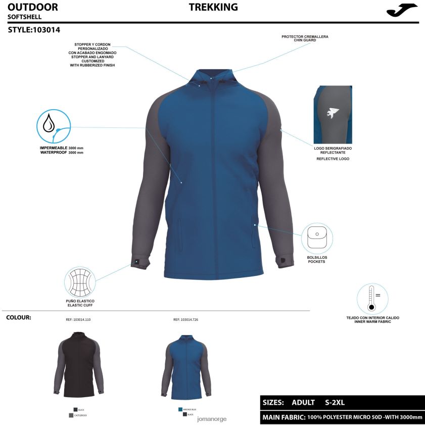 nei Joma regnjakke explorer blå mørkegrå FBD0T02876 menn