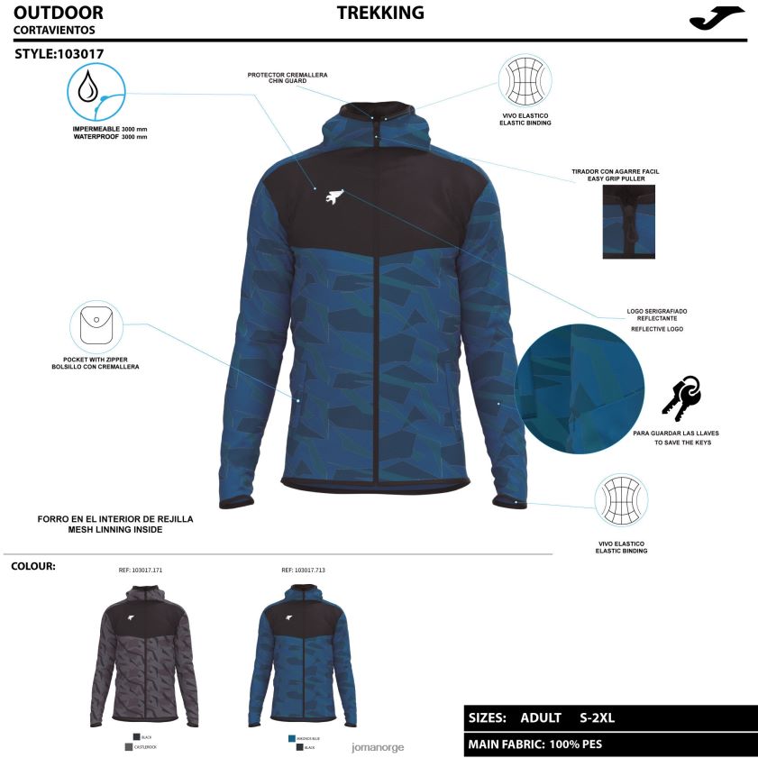 nei Joma regnjakke explorer mørk grå svart FBD0T01202 menn