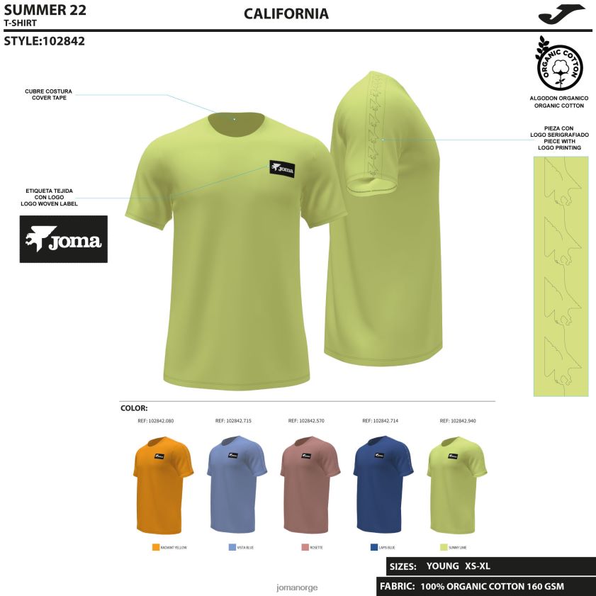 nei Joma skjorte kortermet california blå FBD0T04704 menn