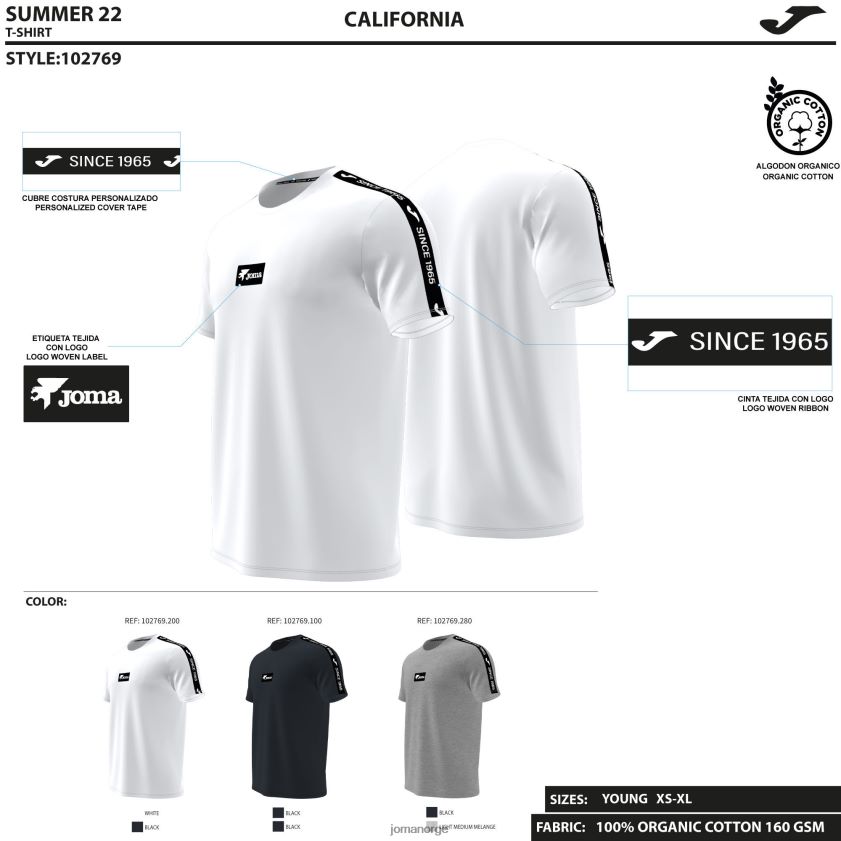 nei Joma skjorte kortermet california svart FBD0T0128 menn