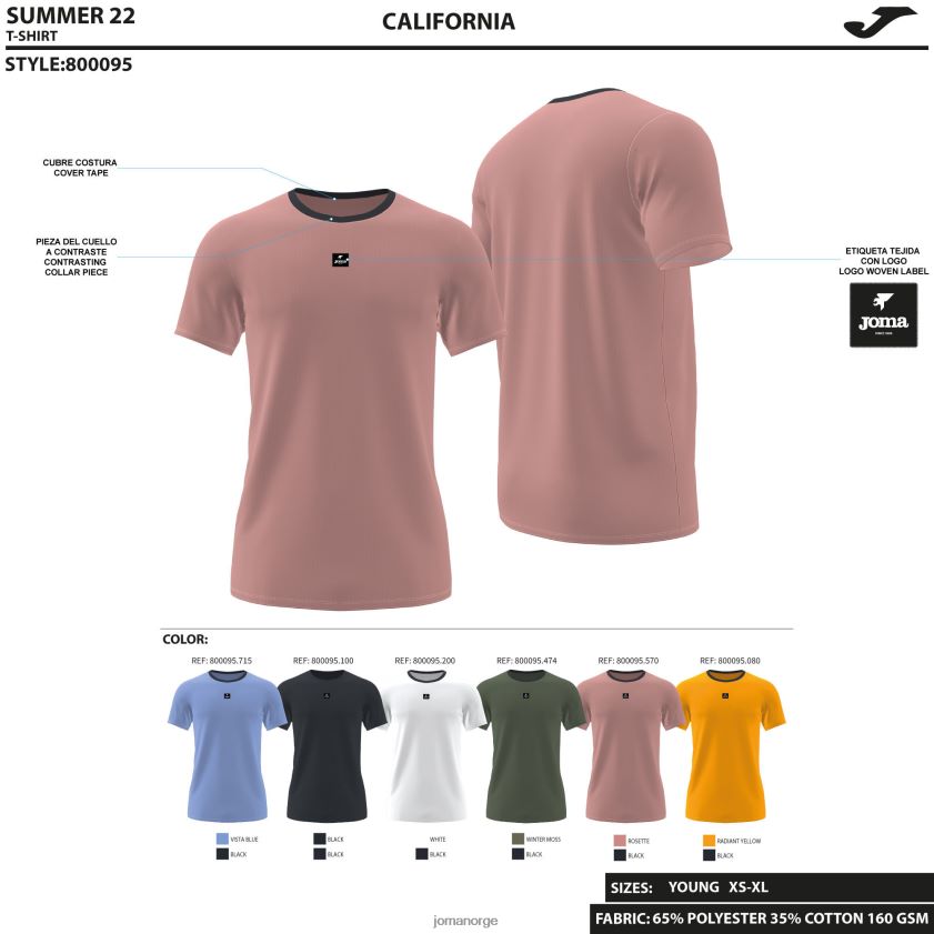 nei Joma skjorte kortermet california svart FBD0T050 menn