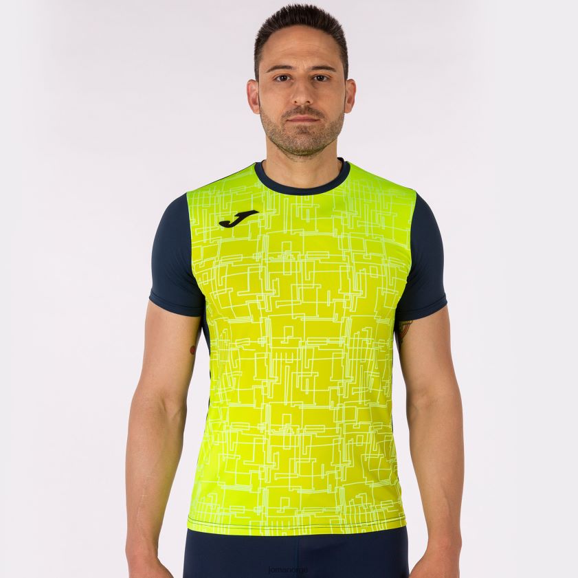 nei Joma skjorte kortermet elite viii marineblå fluorescerende gul FBD0T0674 menn