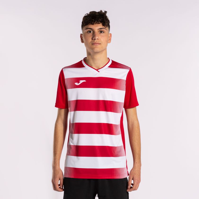 nei Joma skjorte kortermet europa v rød Hvit FBD0T04649 menn