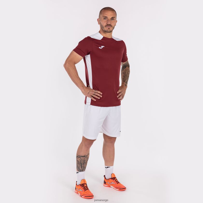 nei Joma skjorte kortermet mesterskap vi burgunder hvit FBD0T03298 menn