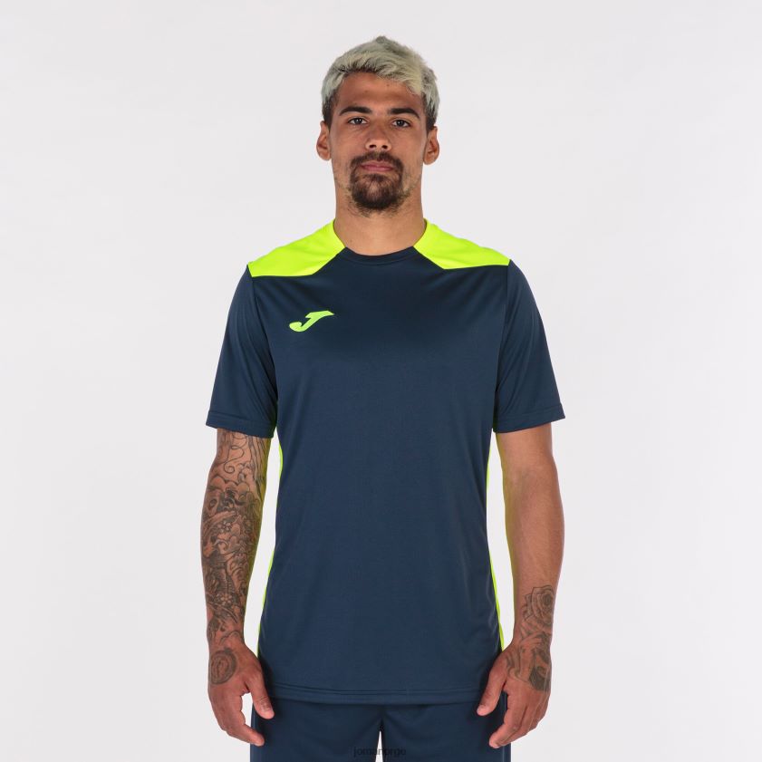 nei Joma skjorte kortermet mesterskap vi marineblå fluorescerende gul FBD0T01344 menn