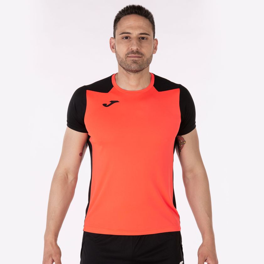nei Joma skjorte kortermet plate ii fluorescerende korallsvart FBD0T04178 menn