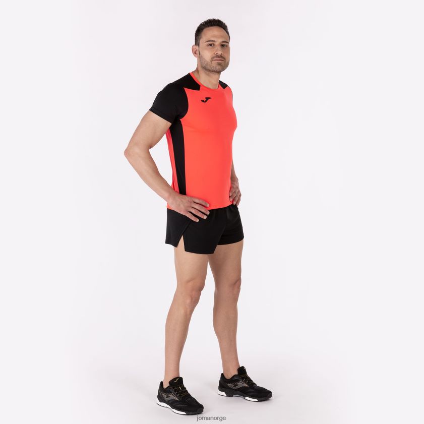 nei Joma skjorte kortermet plate ii fluorescerende korallsvart FBD0T04178 menn