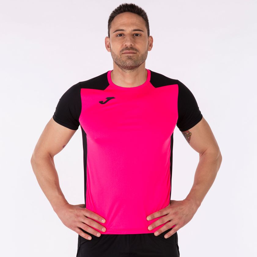 nei Joma skjorte kortermet plate ii fluorescerende rosa svart FBD0T04500 menn