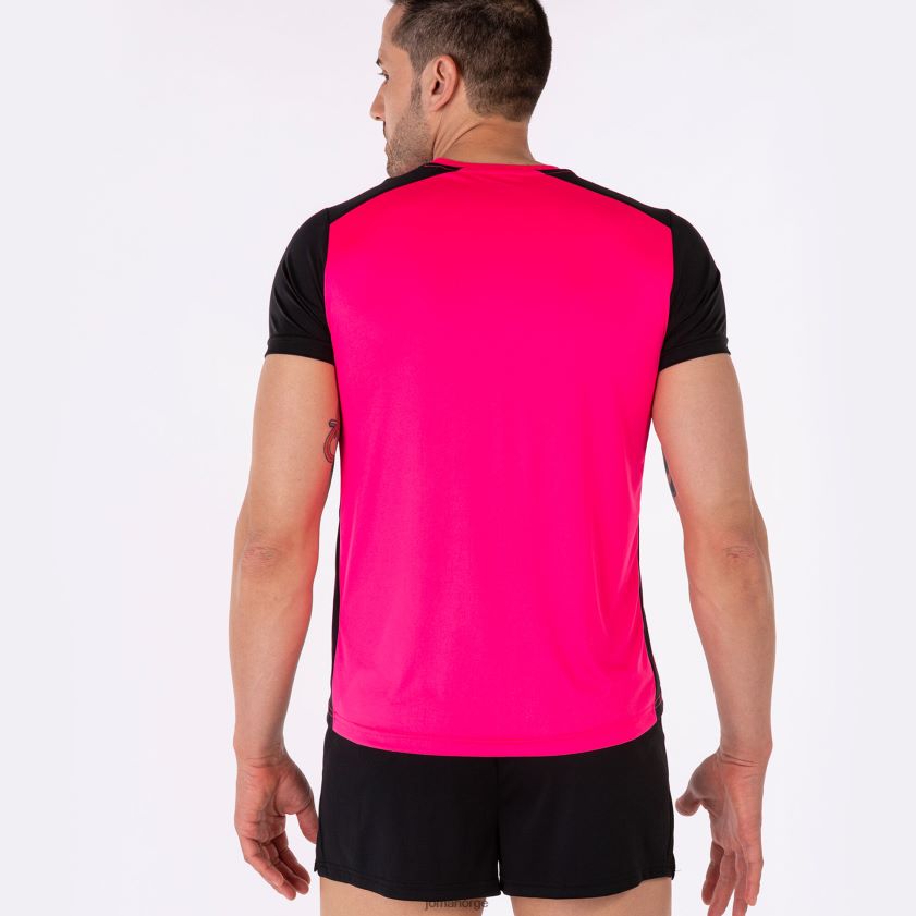 nei Joma skjorte kortermet plate ii fluorescerende rosa svart FBD0T04500 menn