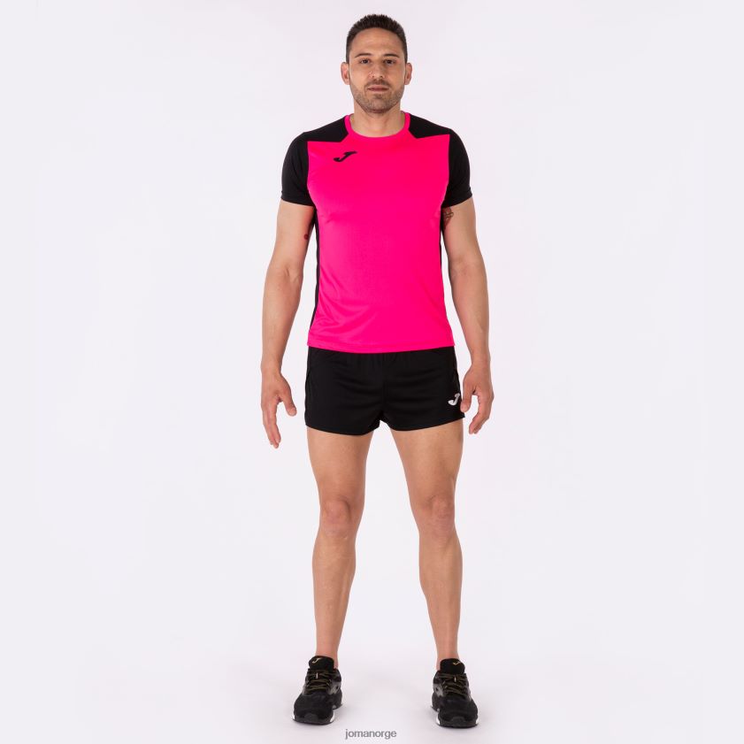 nei Joma skjorte kortermet plate ii fluorescerende rosa svart FBD0T04500 menn