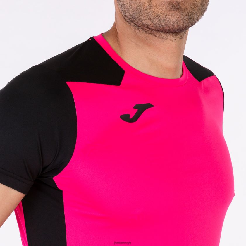 nei Joma skjorte kortermet plate ii fluorescerende rosa svart FBD0T04500 menn