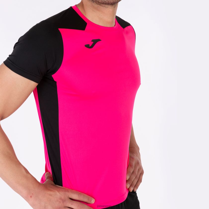 nei Joma skjorte kortermet plate ii fluorescerende rosa svart FBD0T04500 menn