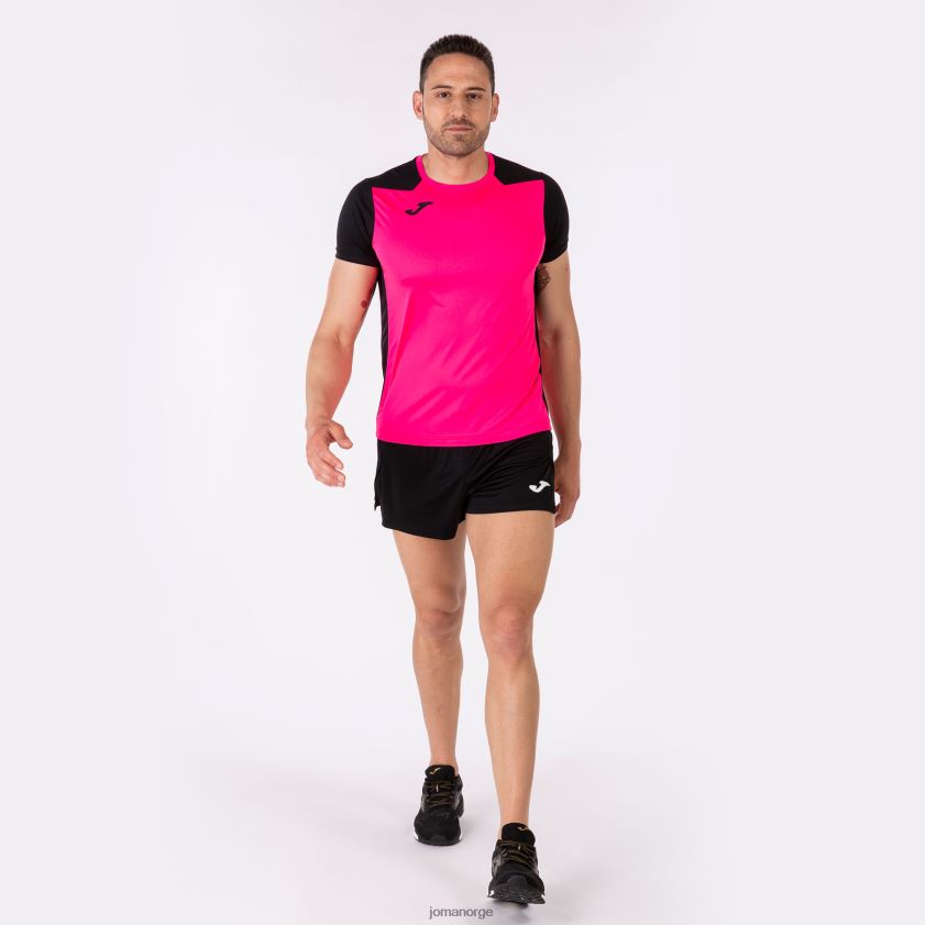 nei Joma skjorte kortermet plate ii fluorescerende rosa svart FBD0T04500 menn