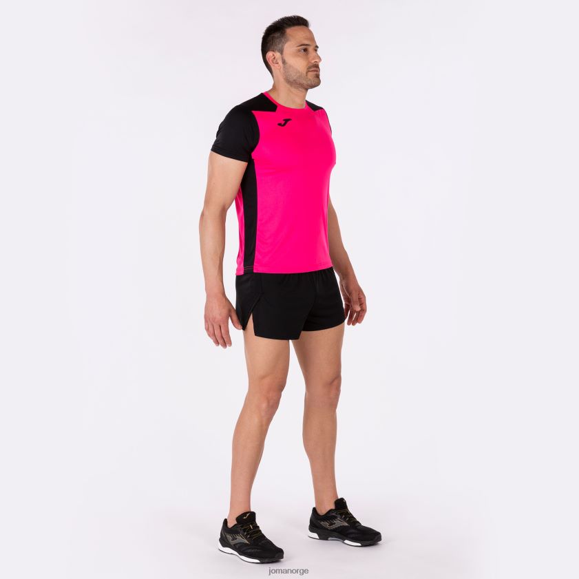 nei Joma skjorte kortermet plate ii fluorescerende rosa svart FBD0T04500 menn