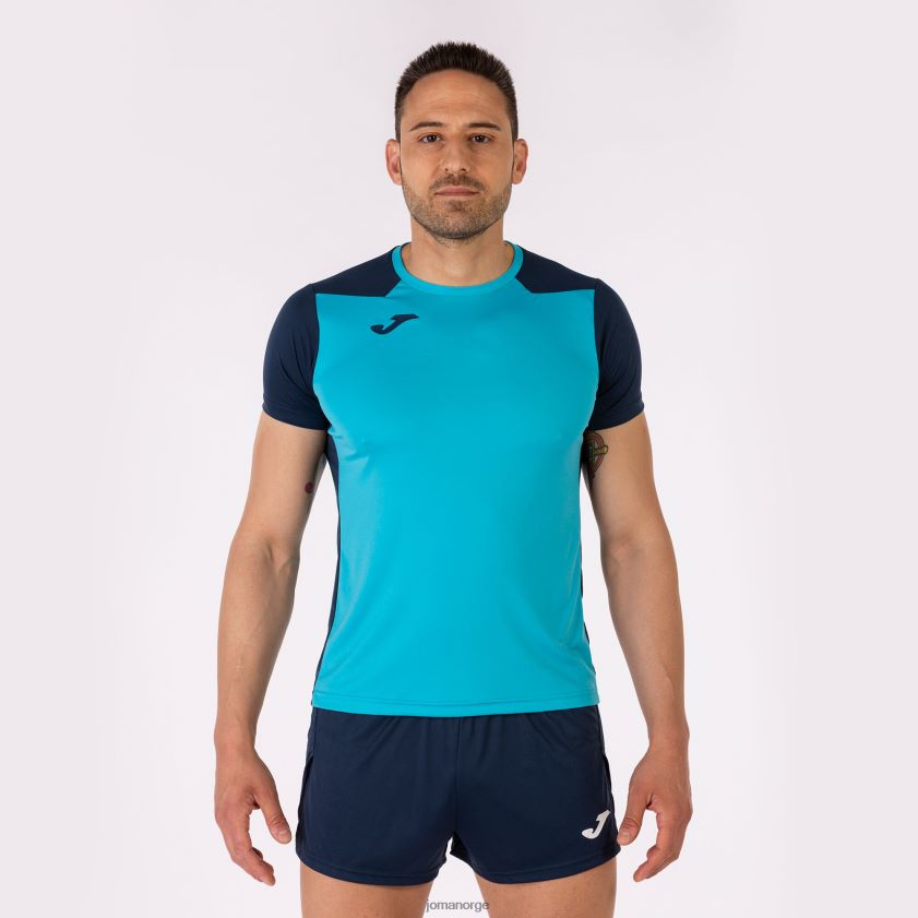 nei Joma skjorte kortermet plate ii fluorescerende turkis marineblå FBD0T03262 menn