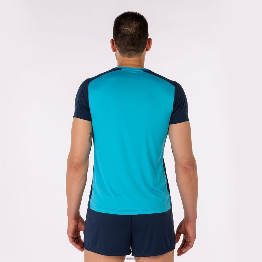 nei Joma skjorte kortermet plate ii fluorescerende turkis marineblå FBD0T03262 menn