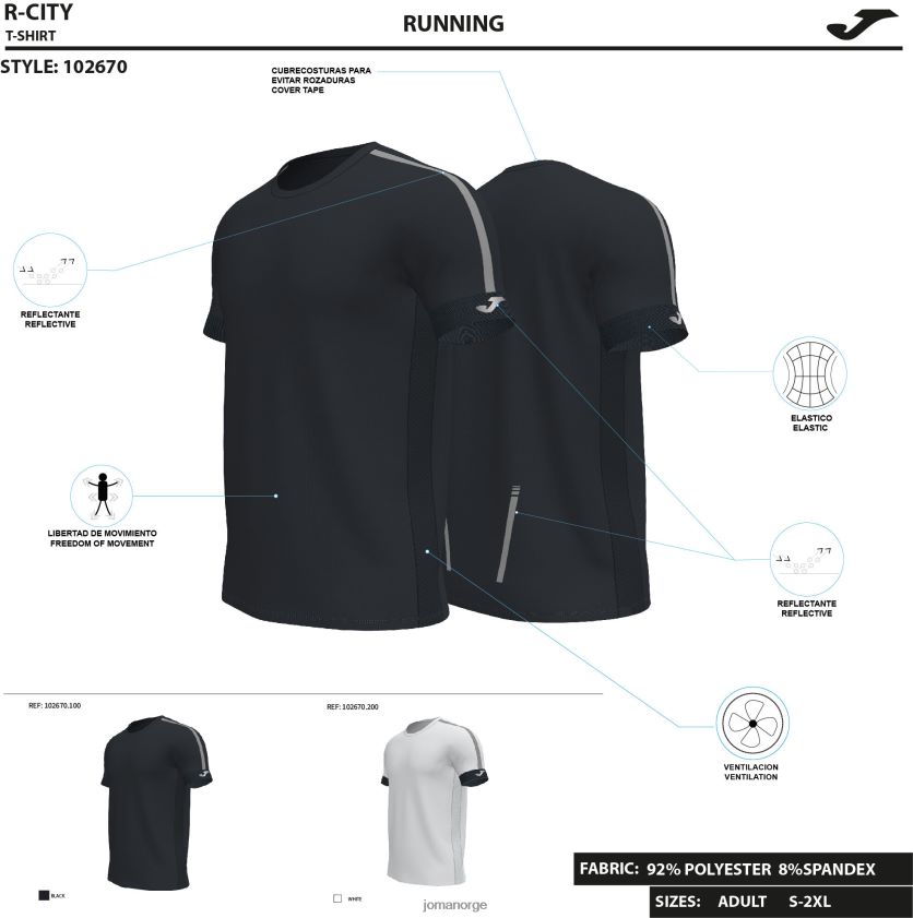 nei Joma skjorte kortermet r-natt svart FBD0T04673 menn