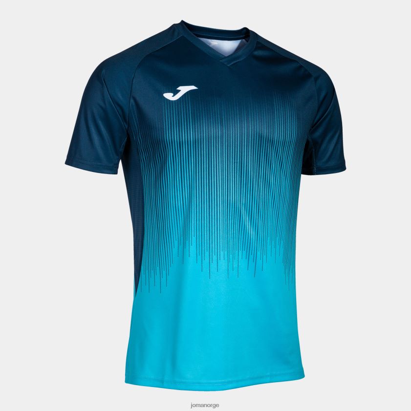 nei Joma skjorte kortermet tiger iv fluorescerende turkis marineblå FBD0T0485 menn