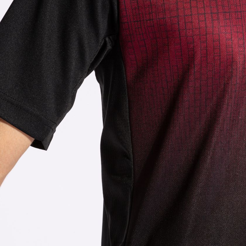 nei Joma skjorte kortermet tiger v svart burgunder FBD0T092 menn