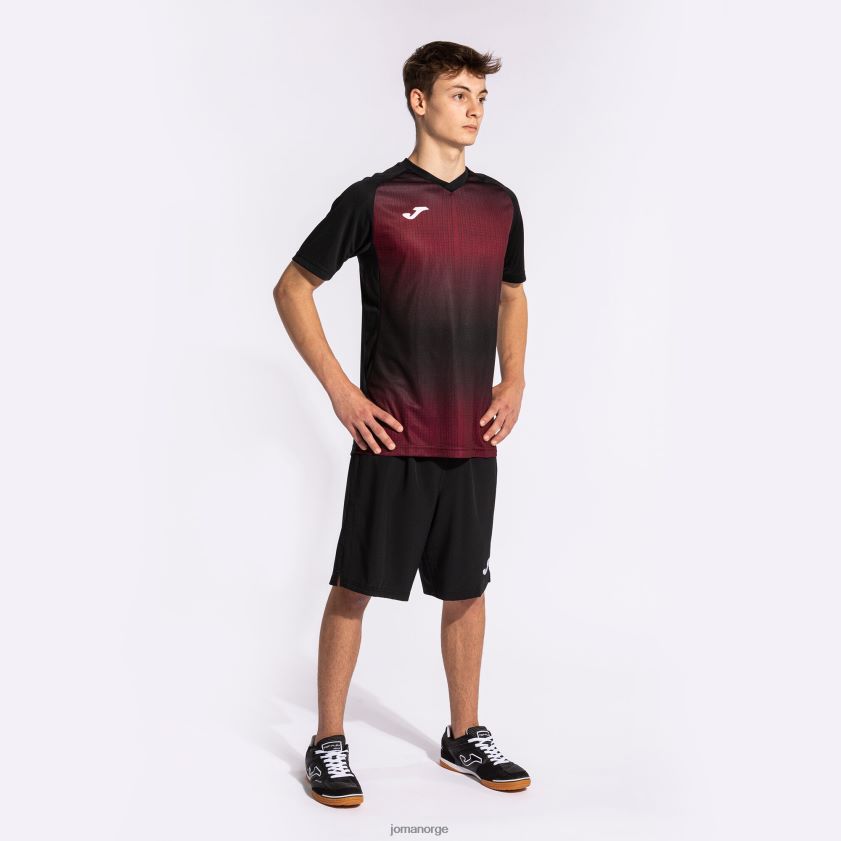 nei Joma skjorte kortermet tiger v svart burgunder FBD0T092 menn