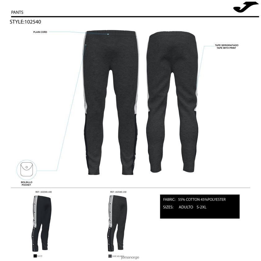 nei Joma lange bukser urban street melert grå FBD0T01502 menn