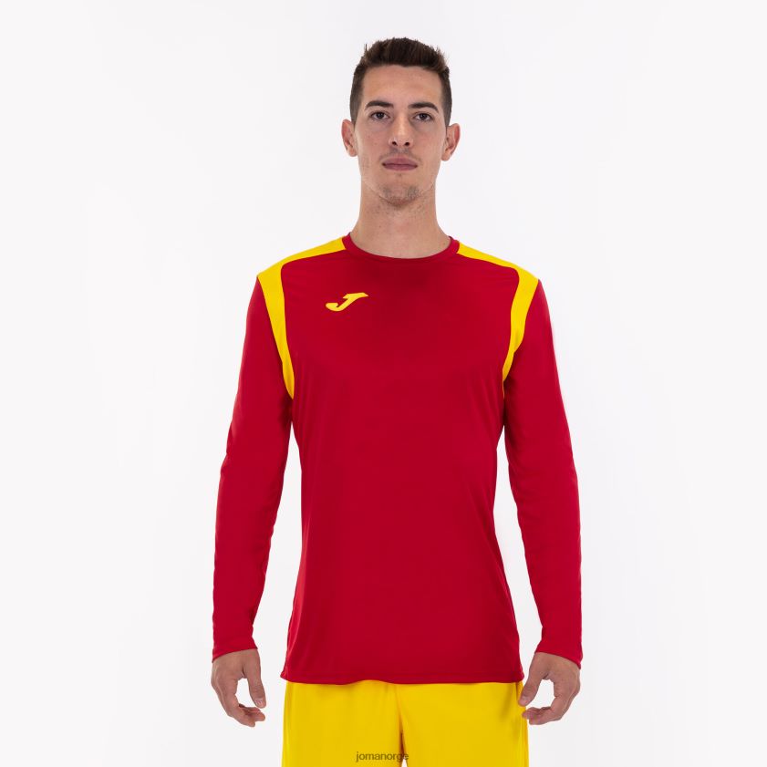 nei Joma mesterskap i langermet skjorte v rød gul FBD0T01527 menn