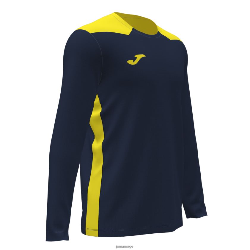 nei Joma mesterskap i langermet skjorte vi marineblå fluorescerende gul FBD0T01496 menn