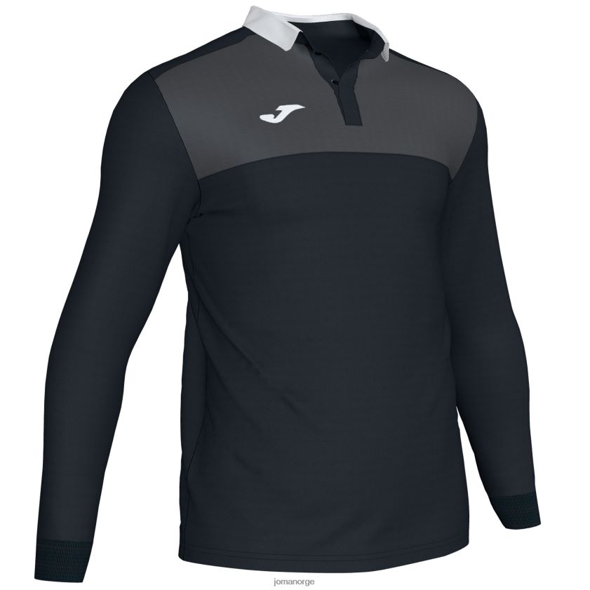 nei Joma polo skjorte langermet vinner ii svart mørkegrå FBD0T03123 menn