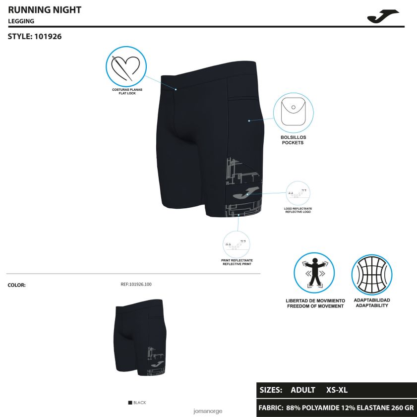 nei Joma korte tights elite viii marineblå FBD0T0952 menn