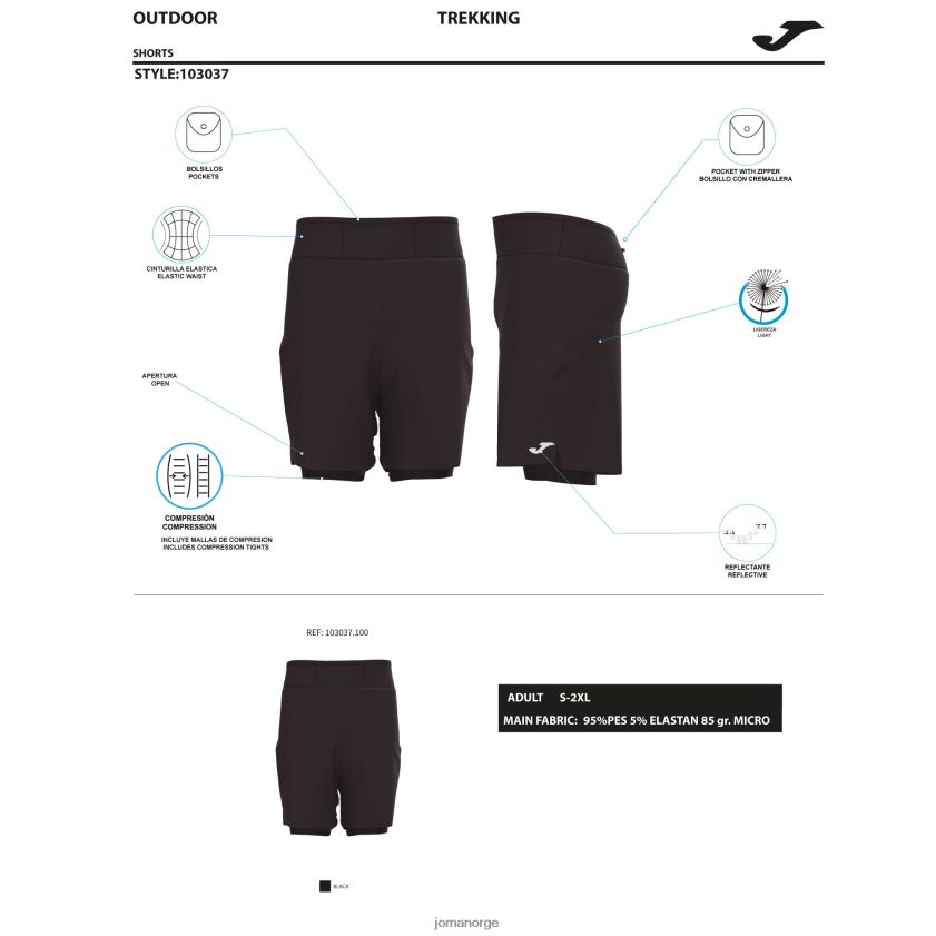 nei Joma shorts explorer kaki FBD0T0679 menn