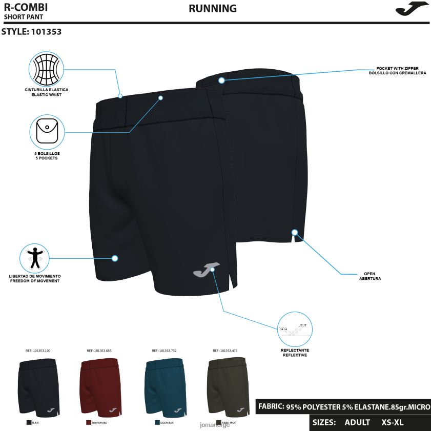 nei Joma shorts r-kombi blå FBD0T01081 menn