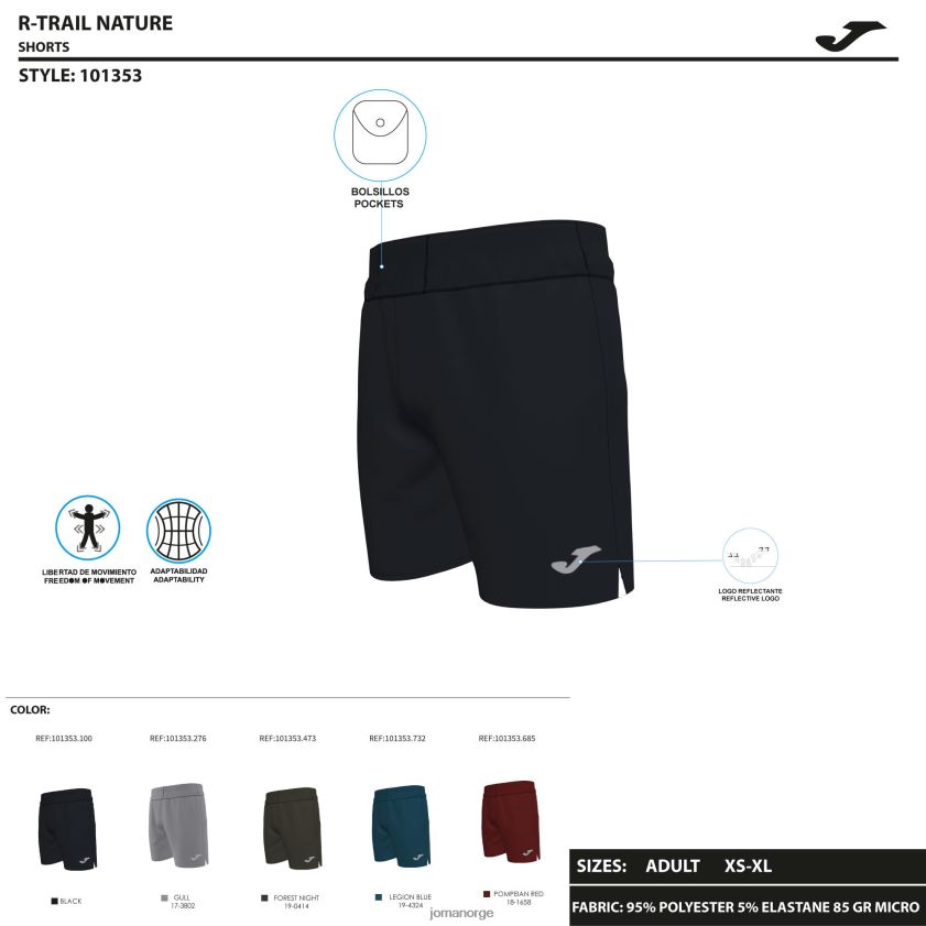 nei Joma shorts r-kombi grå FBD0T0671 menn