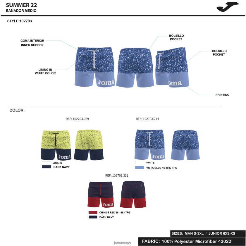 nei Joma badebukse halvliter marineblå rød FBD0T01509 menn