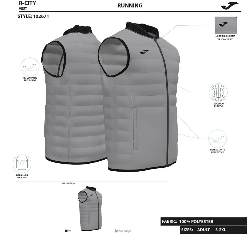 nei Joma vattert vest r-natt svart FBD0T03150 menn