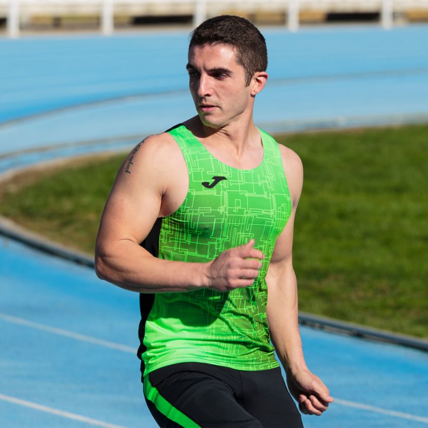 nei Joma tank topp elite viii svart fluorescerende grønn FBD0T0673 menn