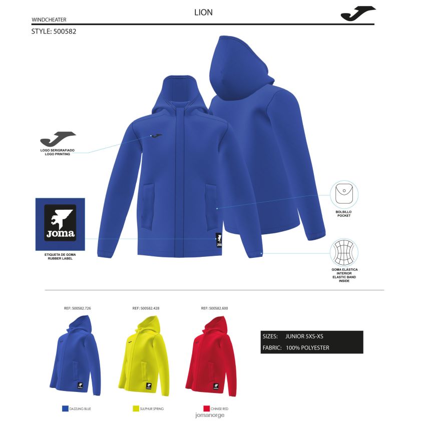 nei Joma anorakk gutt løve rød FBD0T02786