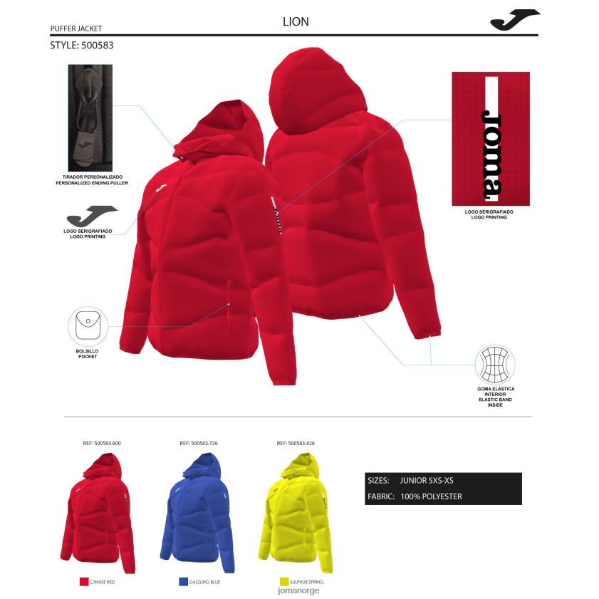 nei Joma anorakk juniorløve rød FBD0T02750