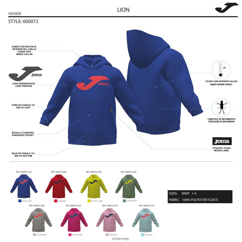 nei Joma hettegenser junior løve rød FBD0T02716