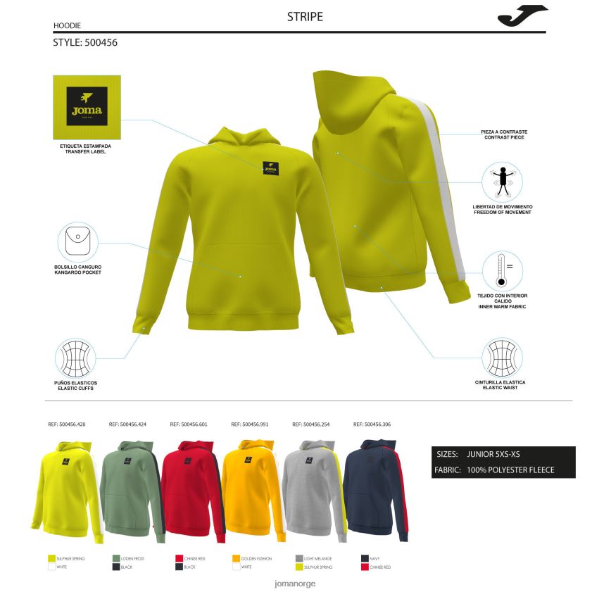 nei Joma hettegenser junior stripe melert grå lime FBD0T02782