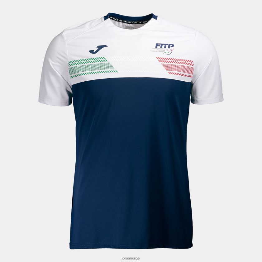 nei Joma skjorte kortermet italiensk tennis- og padelforbund hvit marineblå FBD0T0330