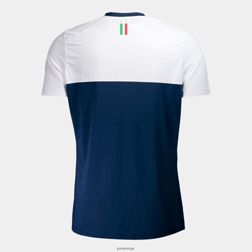 nei Joma skjorte kortermet italiensk tennis- og padelforbund hvit marineblå FBD0T0330