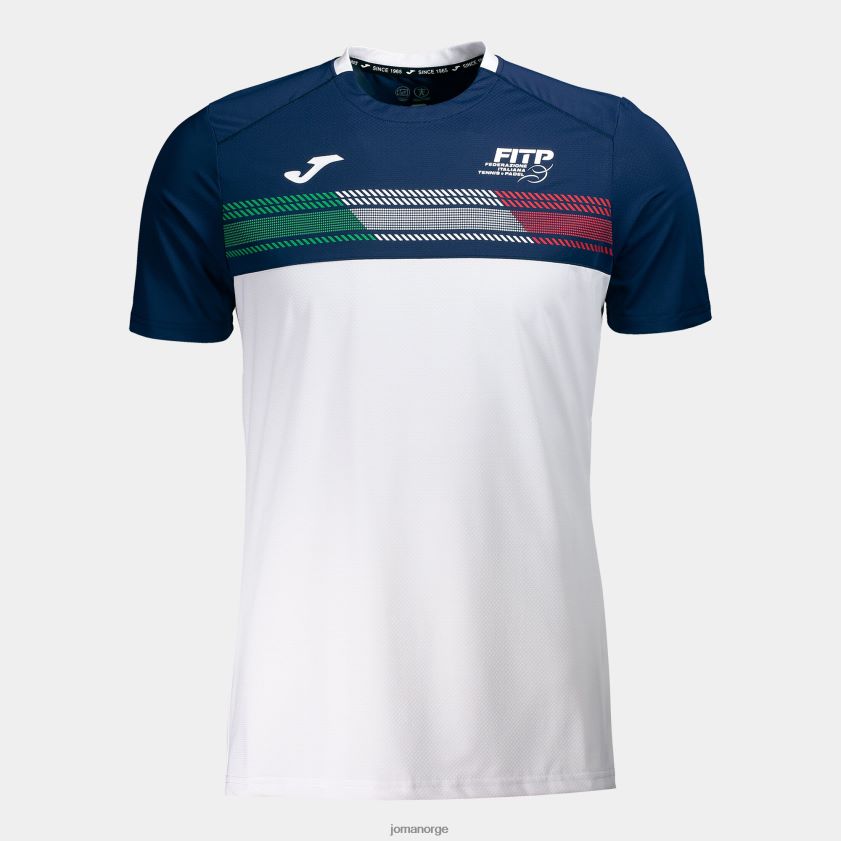 nei Joma skjorte kortermet italiensk tennis- og padelforbund marineblå hvit FBD0T0157