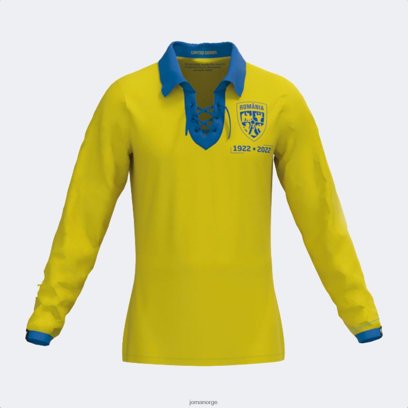nei Joma langermet skjorte rumensk fotballforbund gul kongeblå FBD0T0440