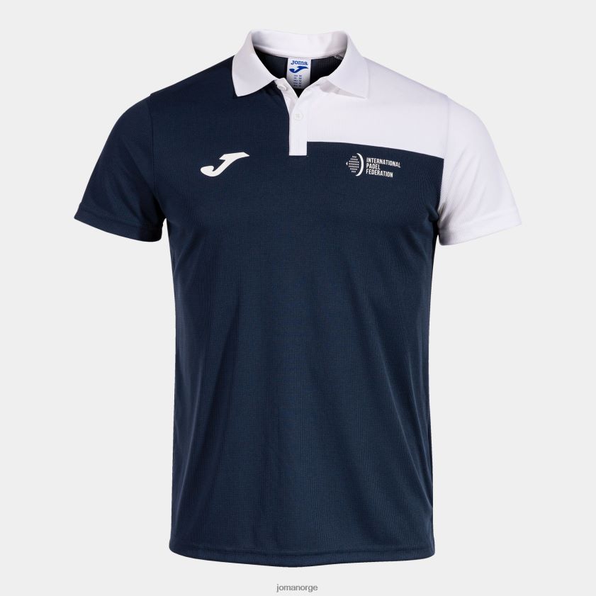 nei Joma poloskjorte kortermet internasjonalt padelforbund marineblå hvit FBD0T0660