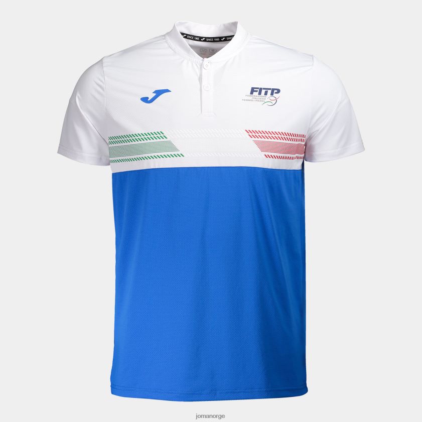 nei Joma poloskjorte kortermet italiensk tennis- og padelforbund hvit kongeblå FBD0T04750