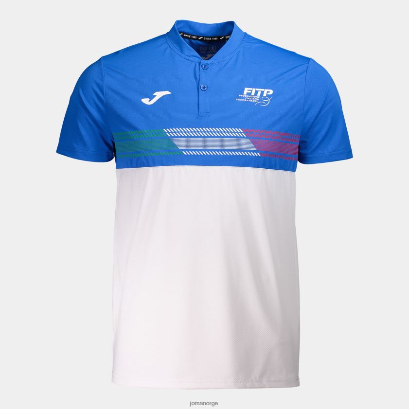 nei Joma poloskjorte kortermet italiensk tennis- og padelforbund kongeblå hvit FBD0T04701